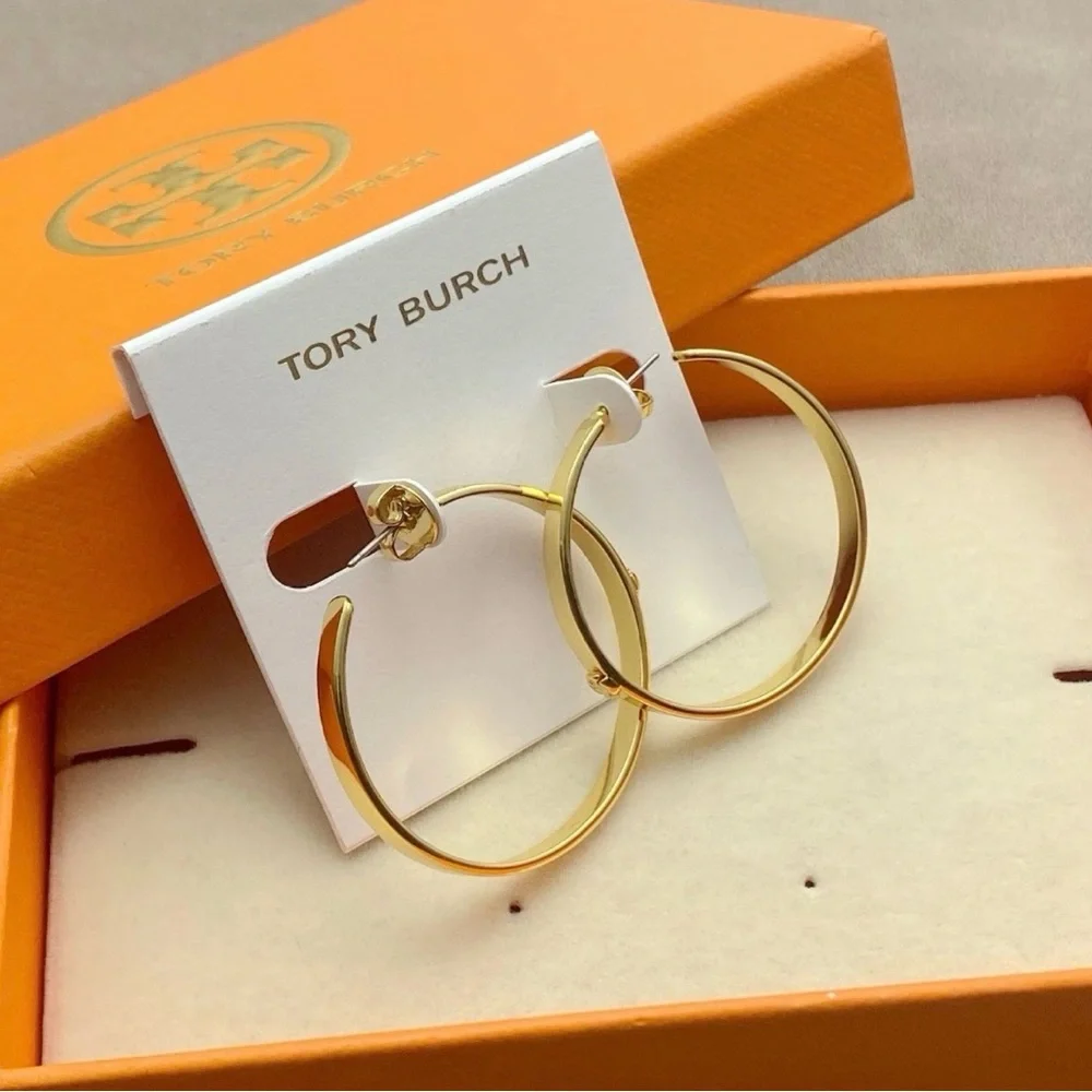 Tory Burch Shiny Gold Hoop Earrings